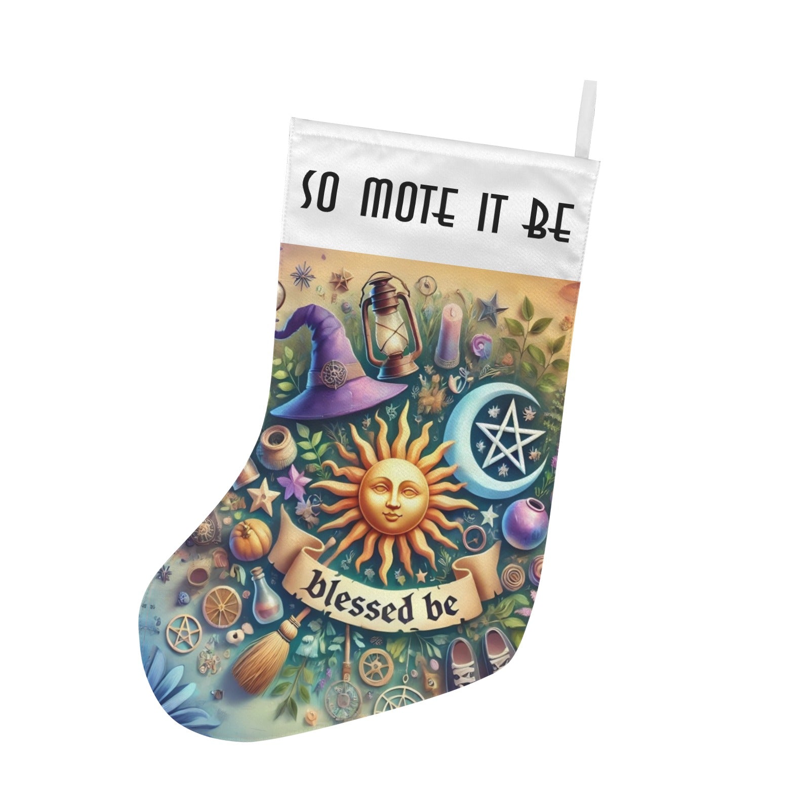 Pagan Sun Moon Wicca Christmas Stocking for Yule Decorations-MoonChildWorld