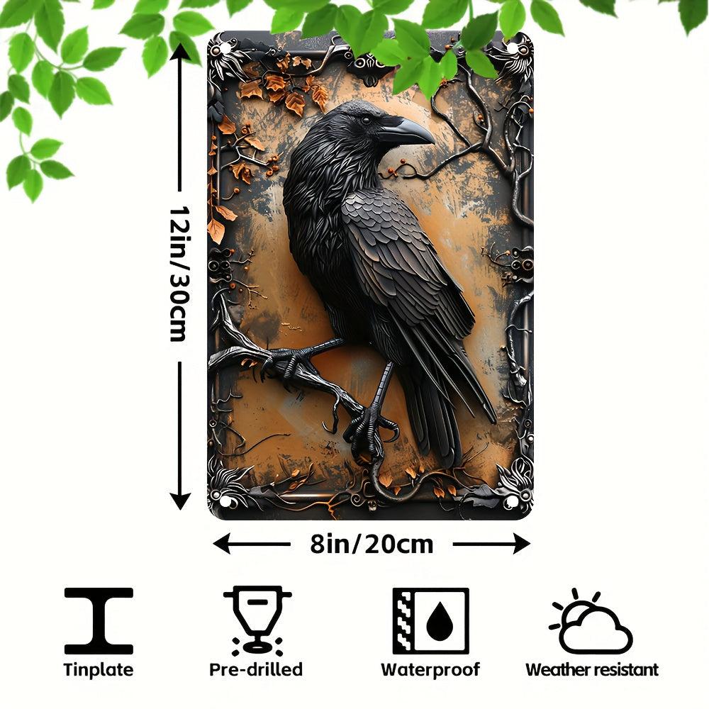 Gothic Crow Wall Sign Black Raven Metal Sign-MoonChildWorld