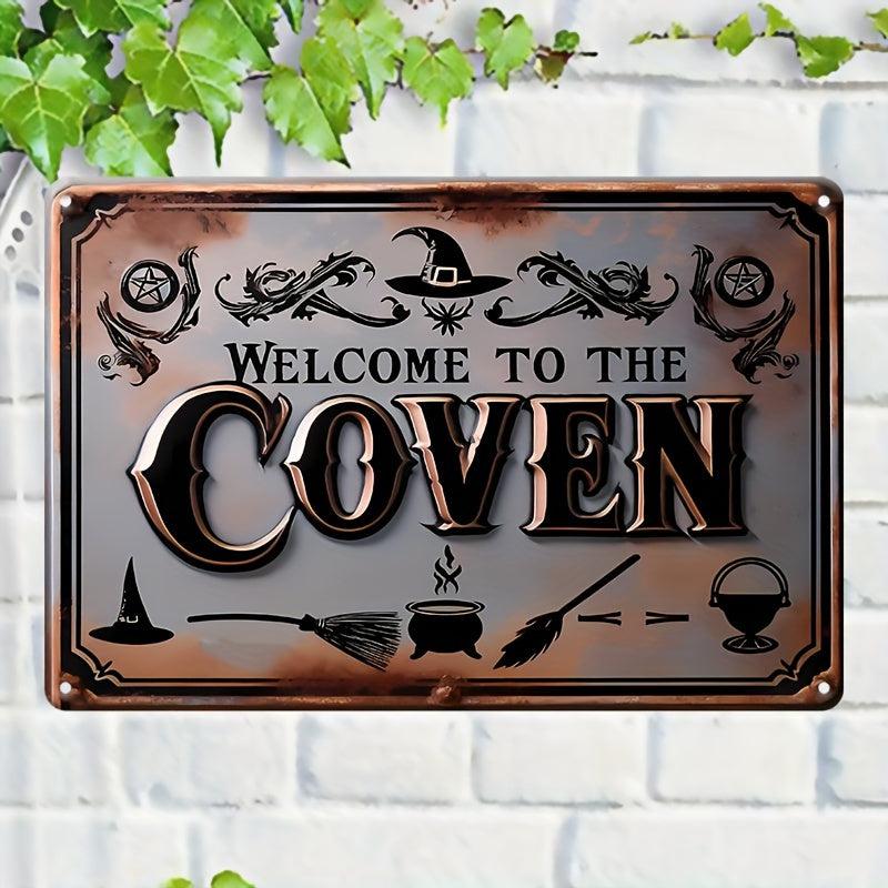 Welcome to the Coven Metal Sign Witch Wall Decor Halloween Welcome Sign-MoonChildWorld