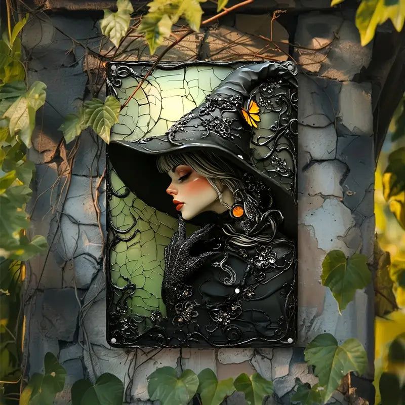 Gothic Witch Wall Art Witchy Metal Sign for Halloween Wall Decor-MoonChildWorld