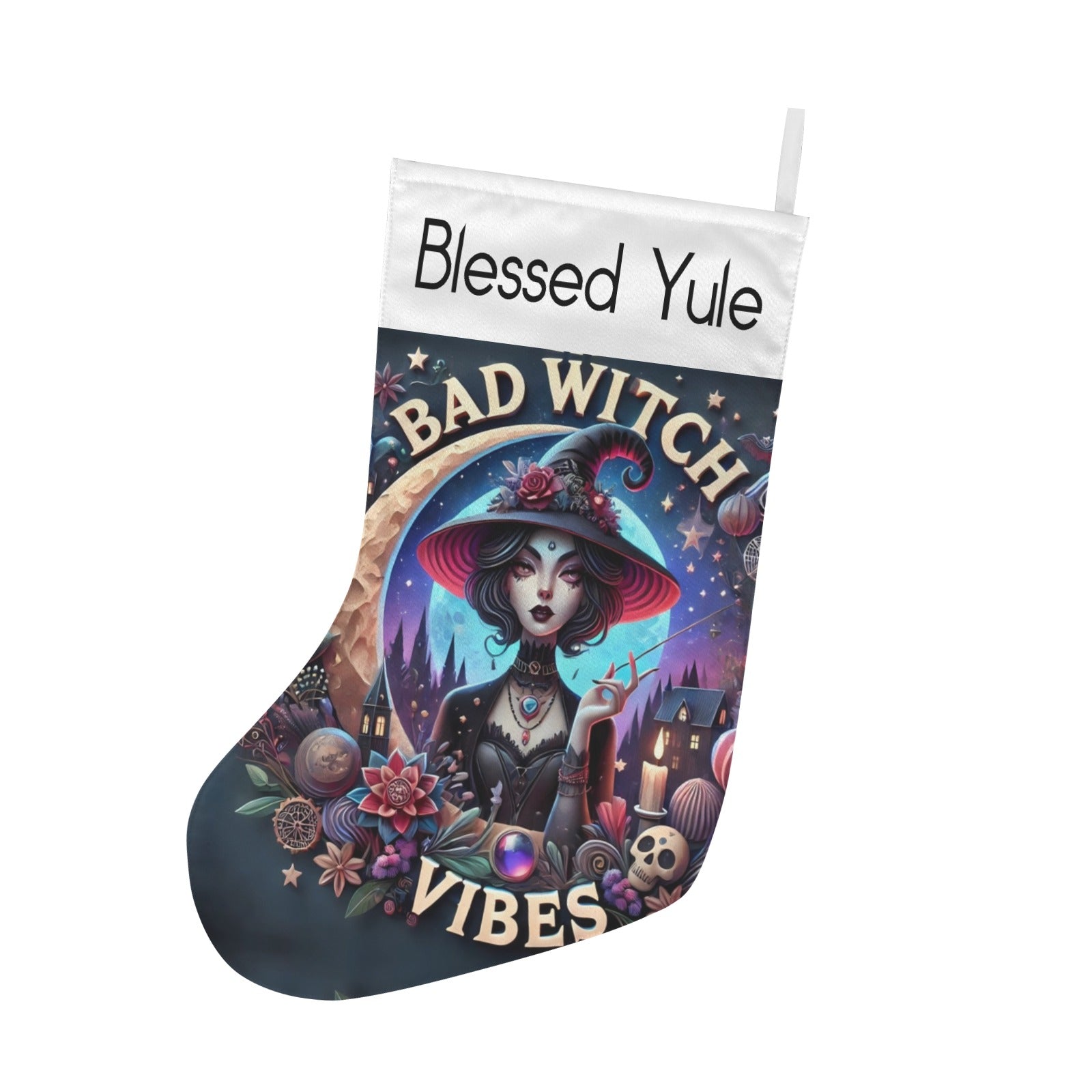 Gothic Witch Christmas Stocking for Yule Decorations-MoonChildWorld