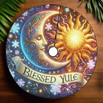 Celestial Sun Moon Christmas Tree Skirt for Yule Decor-MoonChildWorld