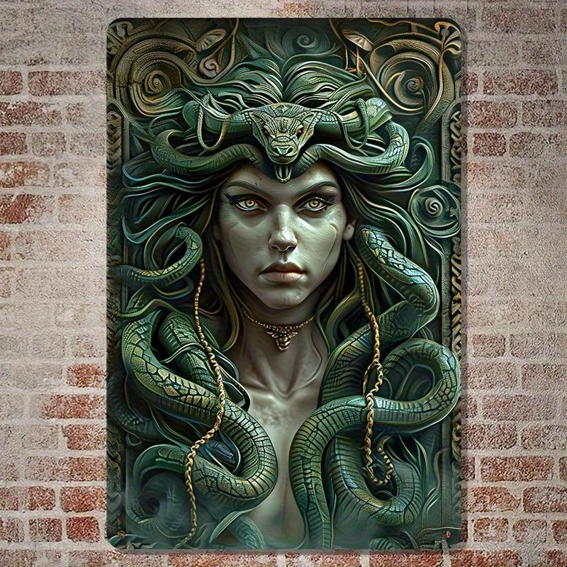 Vintage Medusa Wall Sign Medusa Metal Sign Greek Mythology Decor-MoonChildWorld