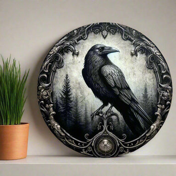 Gothic Crow Metal Sign Black Raven Metal Sign