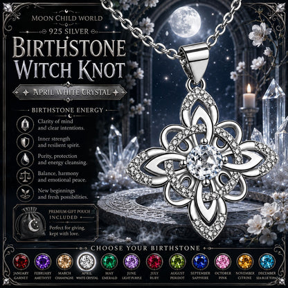 925 Silver Birthstone Witch Knot Ring Celtic Protection Amulet for Wiccan & Pagan-MoonChildWorld