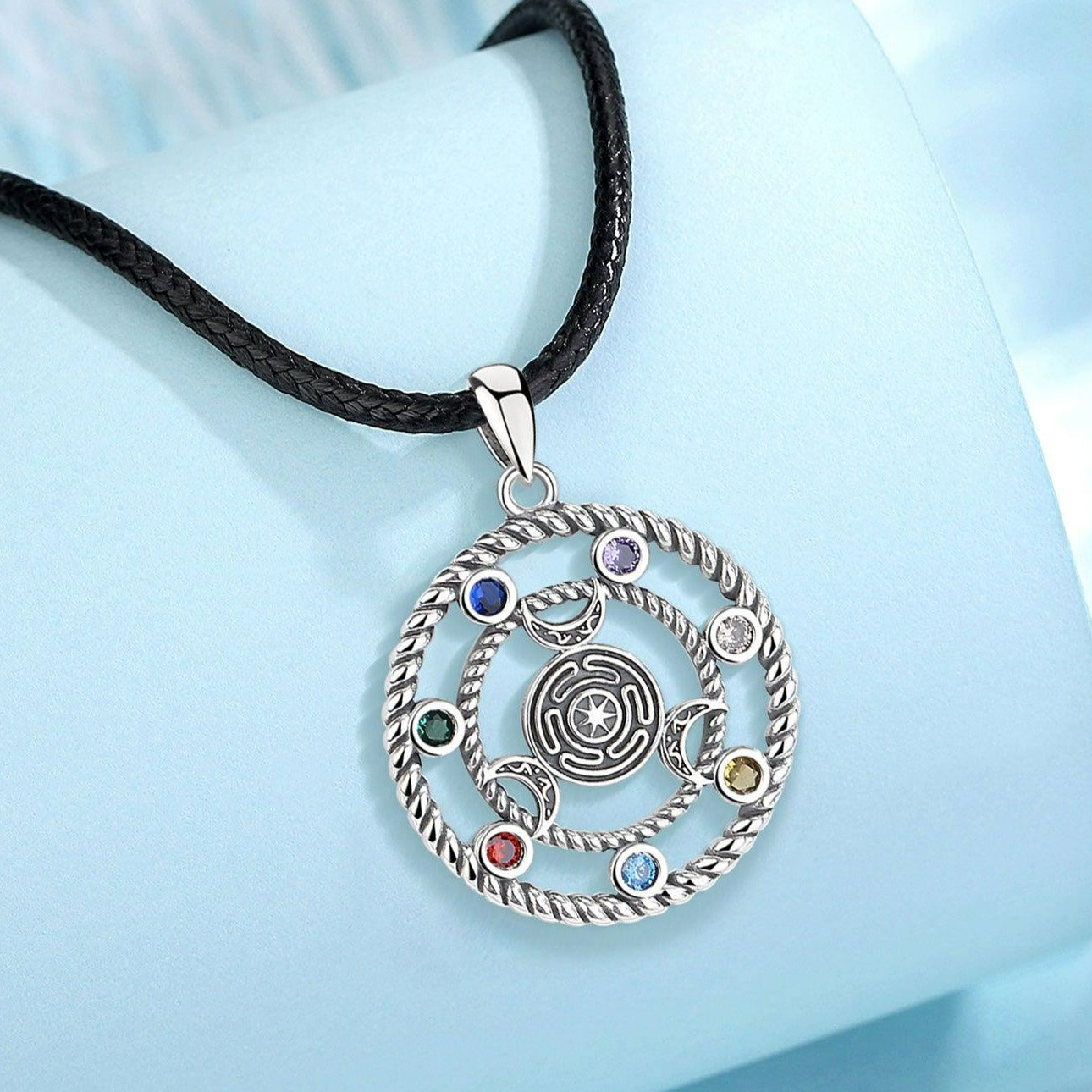 7 Chakras Hecate Wheel Necklace Moon Witchcraft Amulet Jewelry-MoonChildWorld