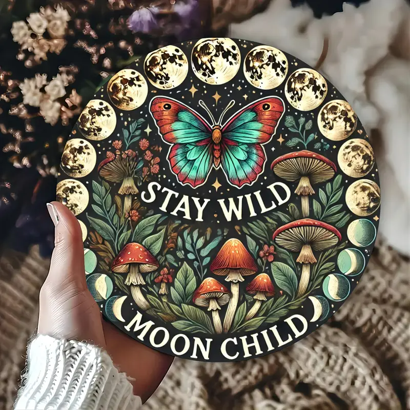 Stay Wild Moon Child Mystical Butterfly Moon Phase Metal Sign-MoonChildWorld