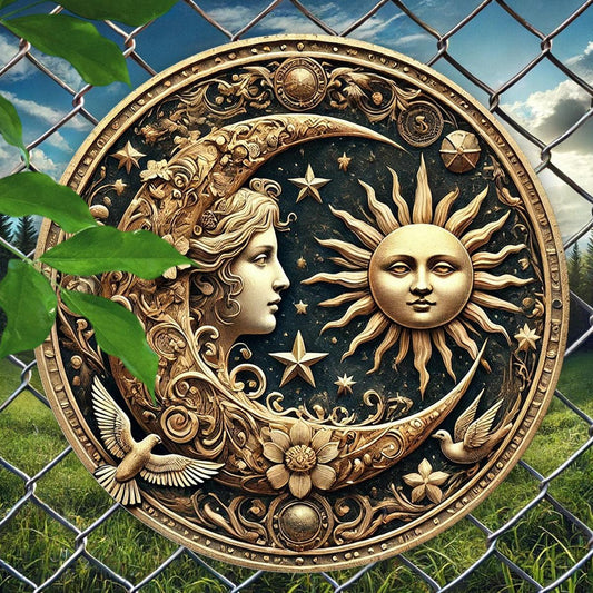 Sun And Moon Wicca Metal Sign