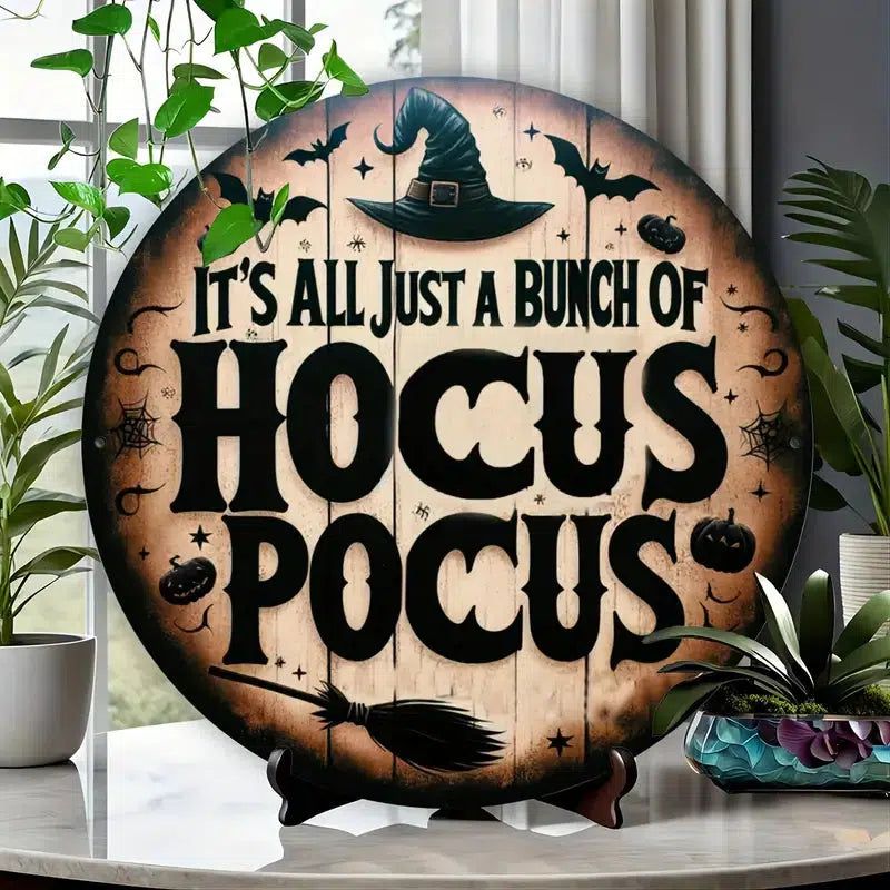 Hocus Pocus Witch Metal Sign Gothic Wall Sign For Halloween-MoonChildWorld