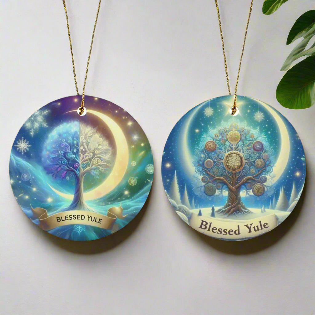 Spirit Tree of Life Ceramic Christmas Ornament for Pagan Yule Decor-MoonChildWorld