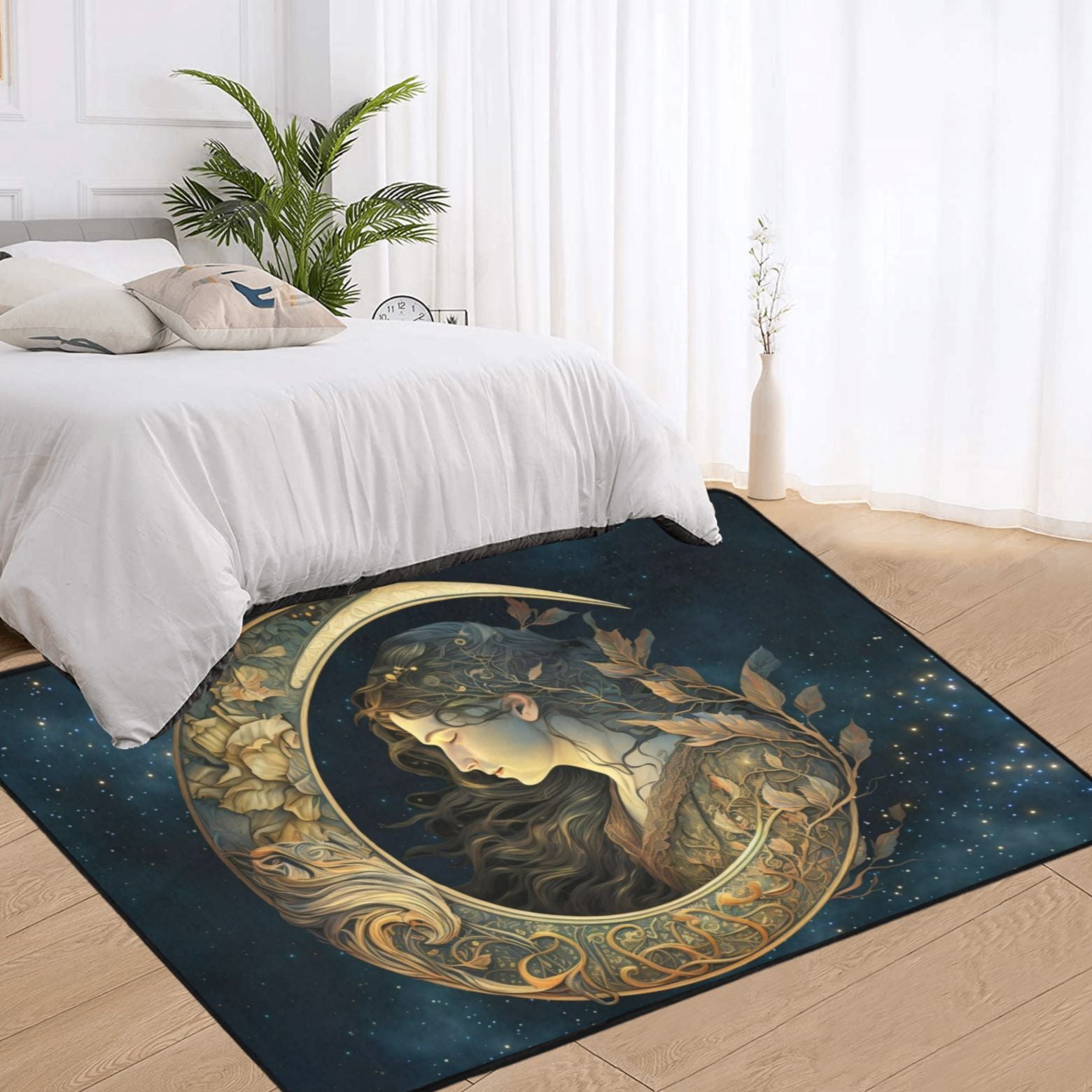 Moon goddess area rug Wicca pagan rug-MoonChildWorld