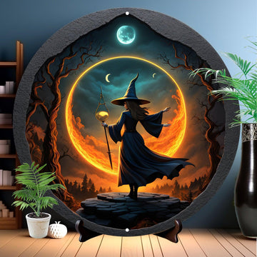 Magical Witch Metal Wall Sign Enchanting Wizard Art for Home Decor-MoonChildWorld