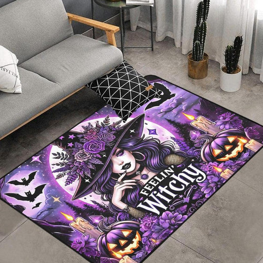 Feeling Witchy Area Rug Gothic Witch Carpet for Halloween