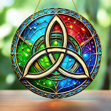 Celtic Knot Triquetra Suncatcher Pagan Window Art Wicca Window Decor-MoonChildWorld