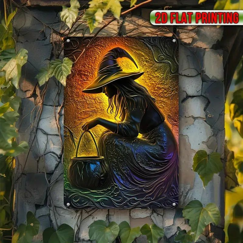 Mystic Witch Wall Art Witchy Metal Sign for Yule Decoration-MoonChildWorld