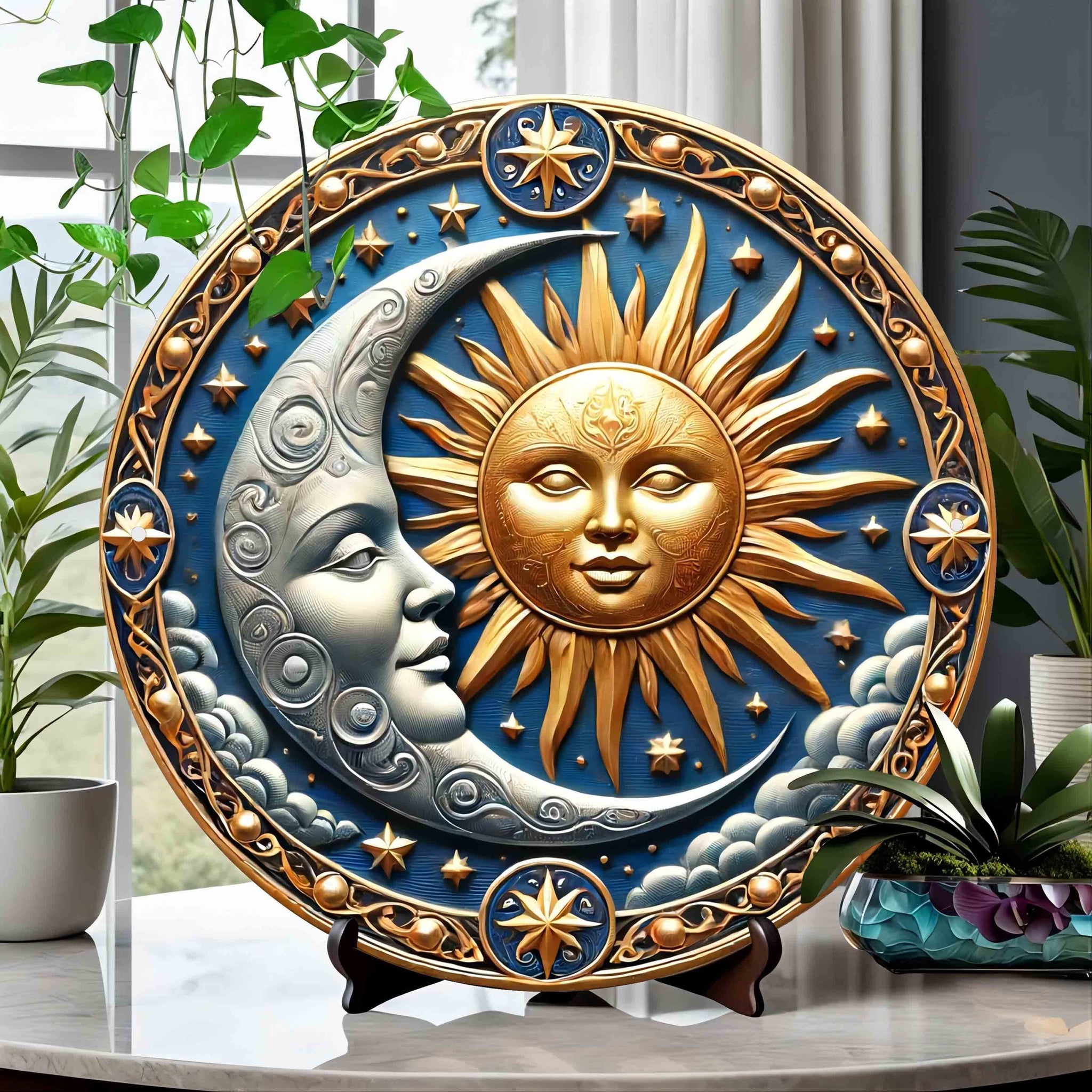 Sun and Moon Metal Sign Celestial Home Decor-MoonChildWorld