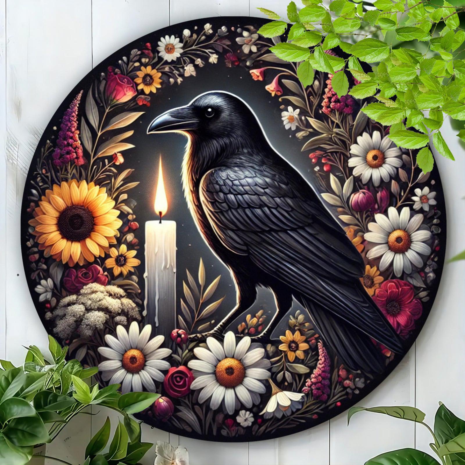 Dark Crow Metal Wall Art Black Raven Metal Sign for Witchy Christmas Decor-MoonChildWorld