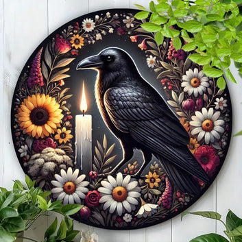 Dark Crow Metal Wall Art Black Raven Metal Sign for Witchy Christmas Decor