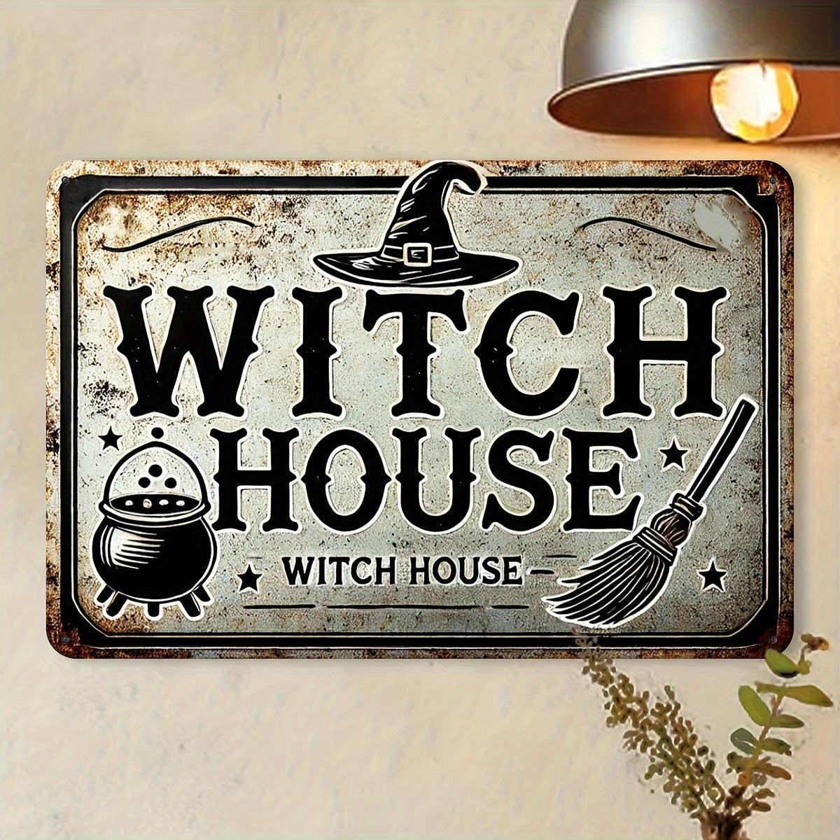 Witch House Metal Sign Witch Wall Sign Halloween Welcome Sign-MoonChildWorld