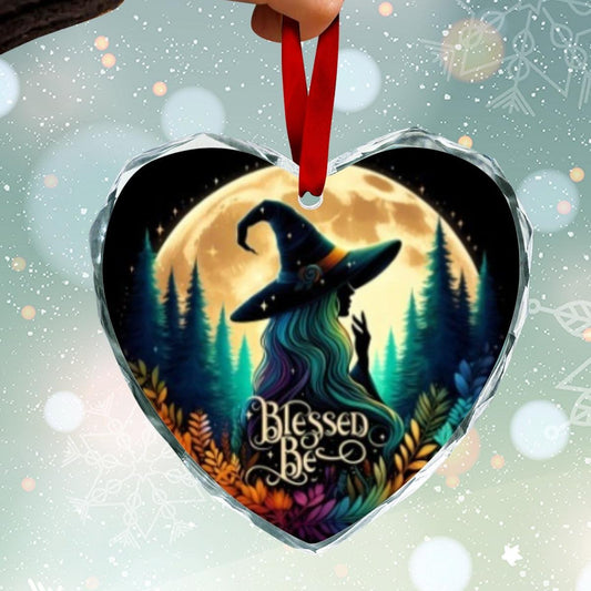 Forest Witch Gothic Christmas Heart-Shaped Crystal Glass Ornament