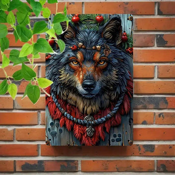 Spirit Wolf Wall Art Head Wolf Metal Sign Yule Pagan Home Decor