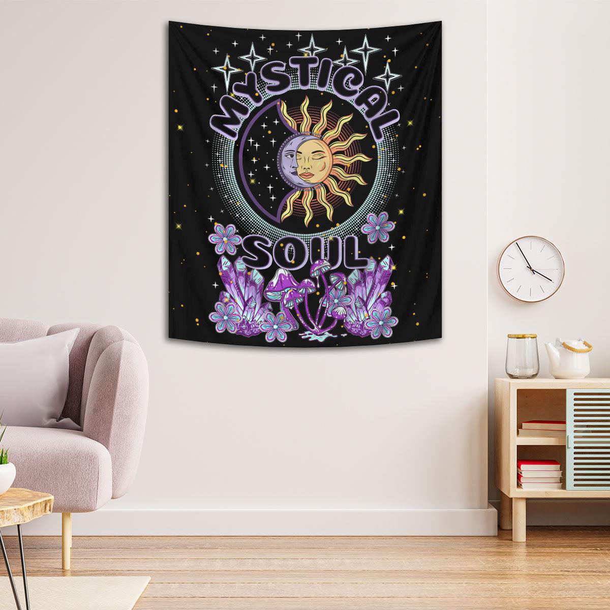 Crystal Sun Moon Tapestry Mystic Wall Hanging-MoonChildWorld