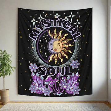 Crystal Sun Moon Tapestry Mystic Wall Hanging-MoonChildWorld