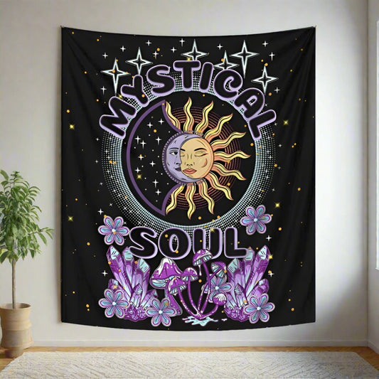 Crystal Sun Moon Tapestry Mystic Wall Hanging