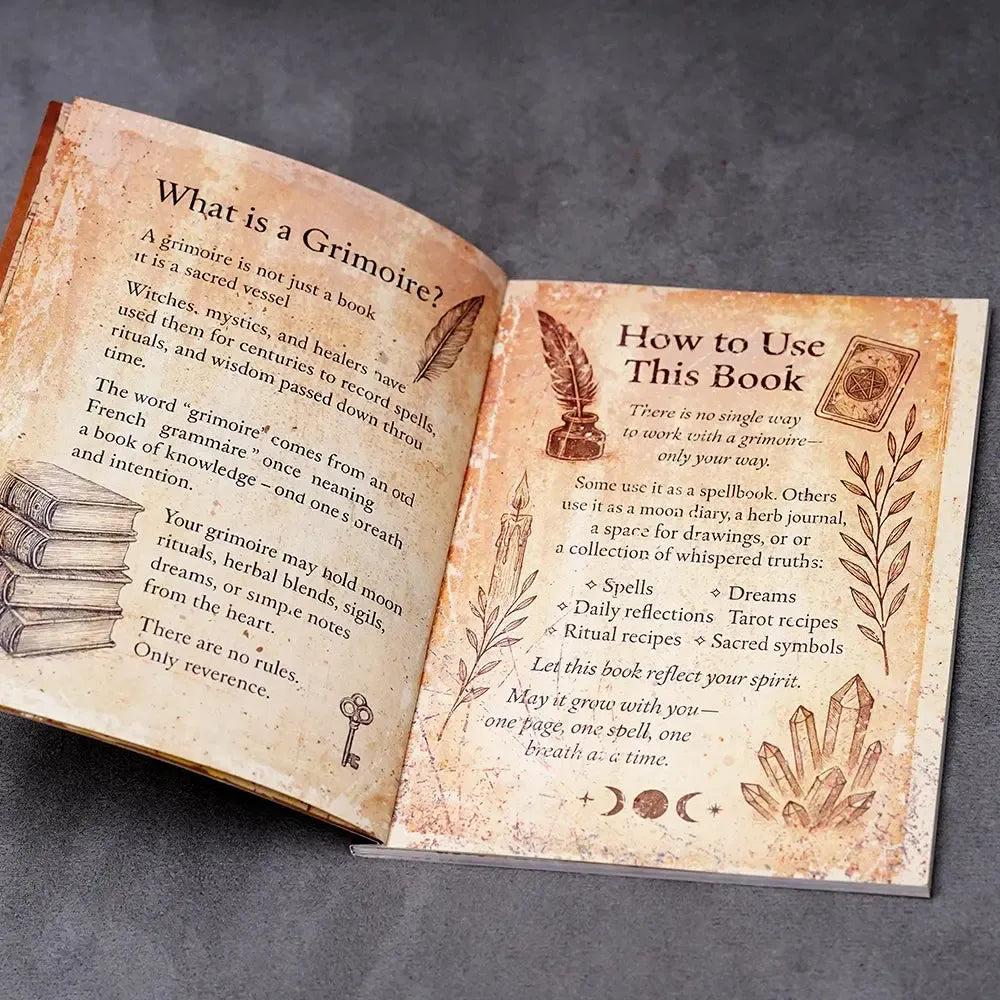 77 Pages Witchcraft Grimoire Book of Shadows with Moon Phases Herbal Lore Spells Gothic Dark Academia Witch Journal-MoonChildWorld