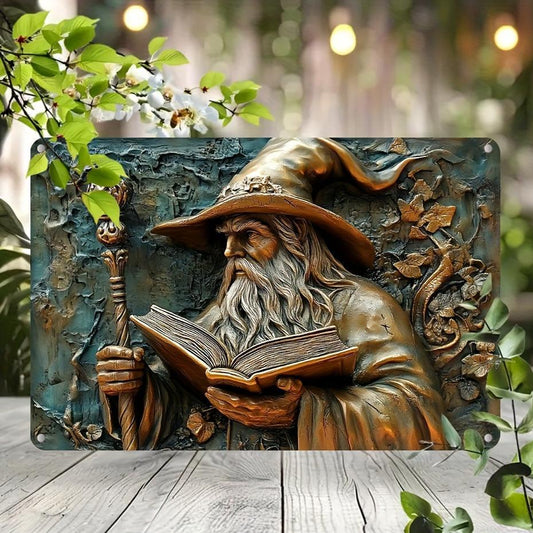 Enchanted Forest Wizard Wall Art Male Witch Home Decor Witchy Metal Sign