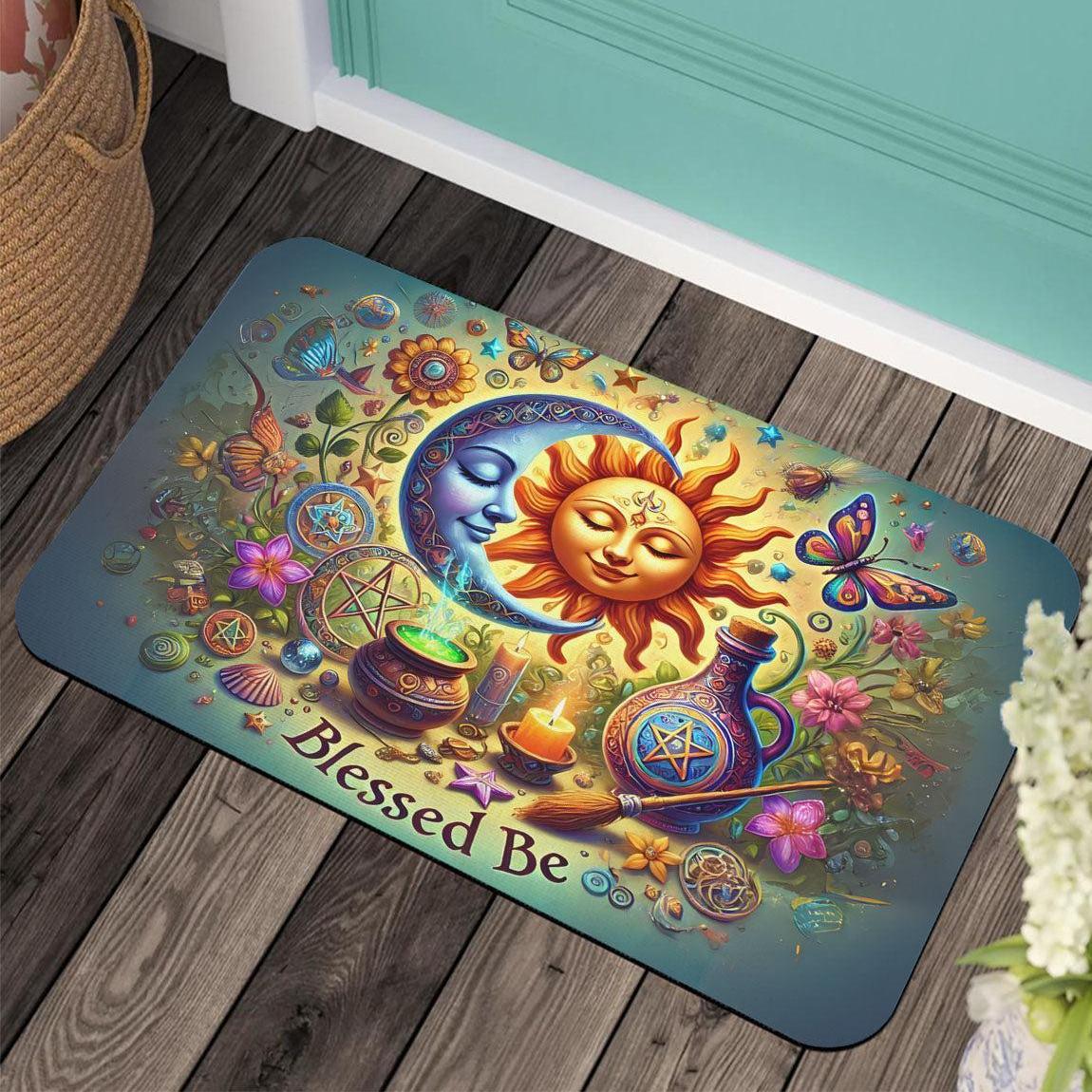 Celestial Sun and Moon Doormat Wicca Doormat for Pagan Home Decor-MoonChildWorld