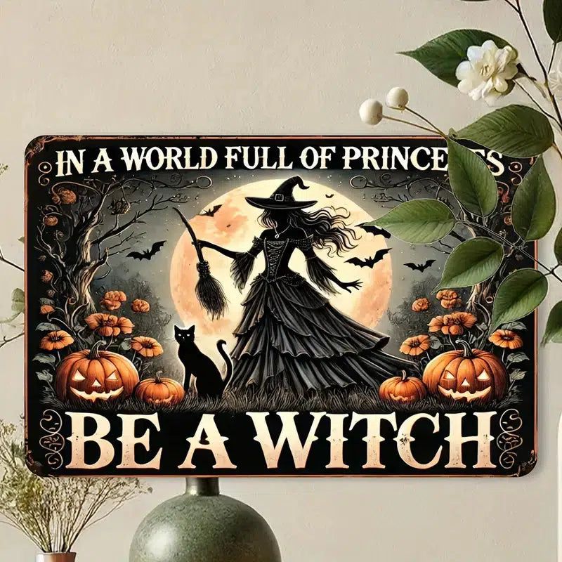 Be a Witch Metal Sign Witchy Wall Decor Halloween Welcome Sign-MoonChildWorld