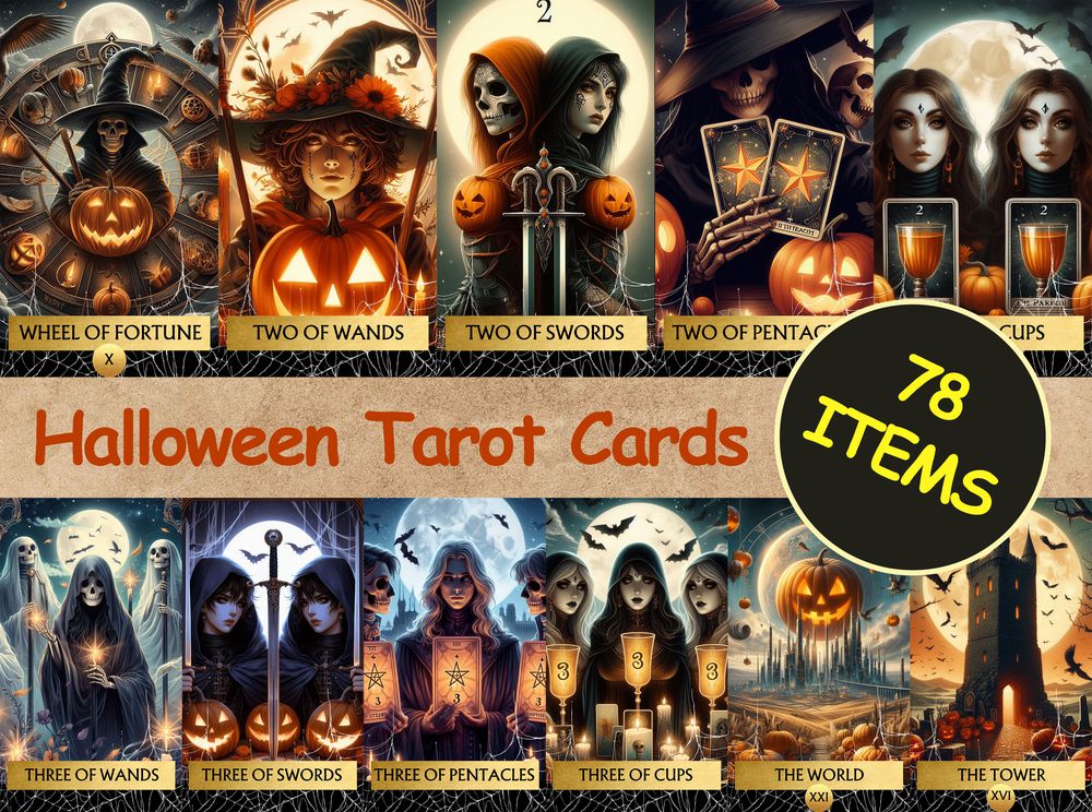 78 Halloween Tarot Cards Digital File-MoonChildWorld