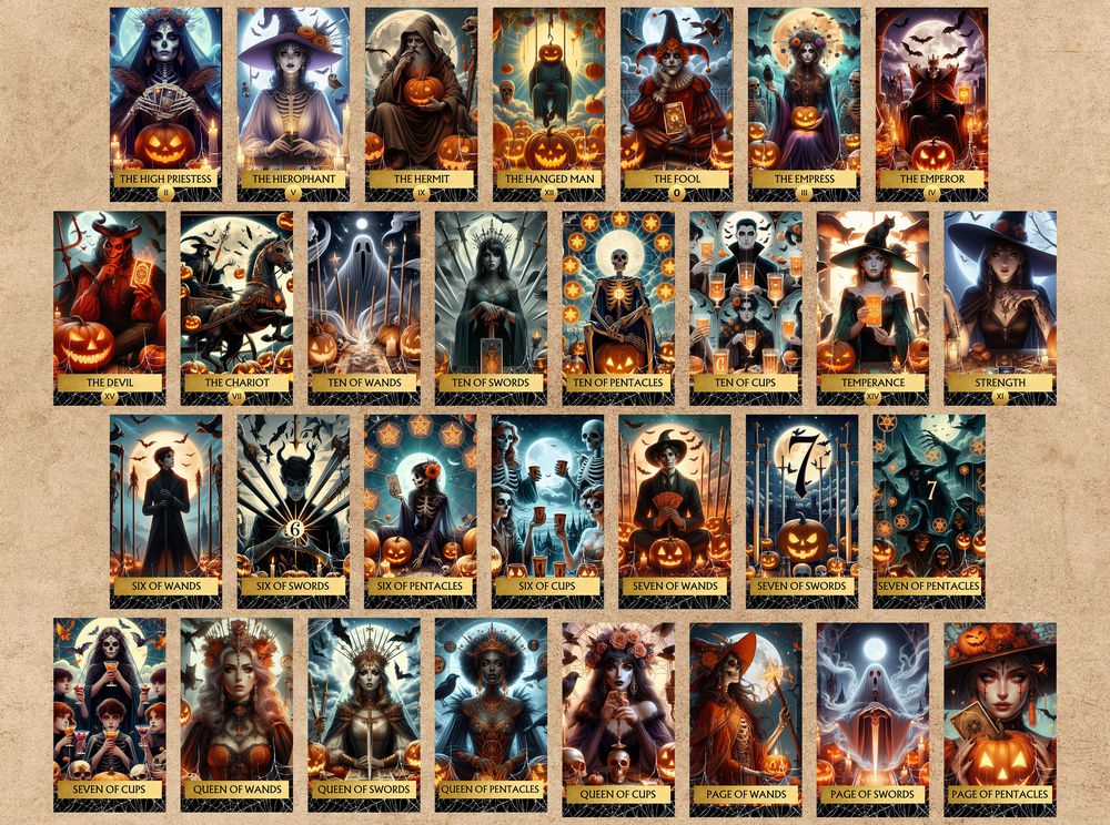 78 Halloween Tarot Cards Digital File-MoonChildWorld