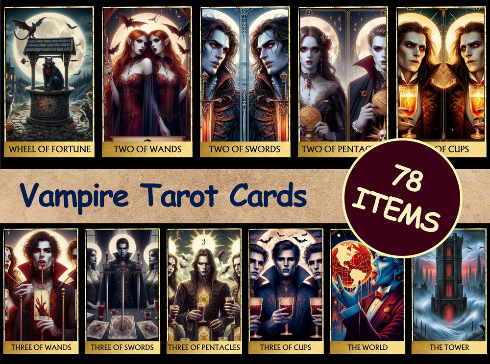 78 Vampire Tarot Cards Digital File-MoonChildWorld