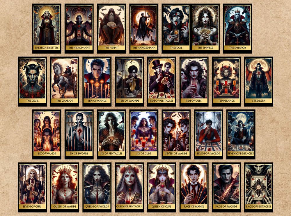 78 Vampire Tarot Cards Digital File-MoonChildWorld