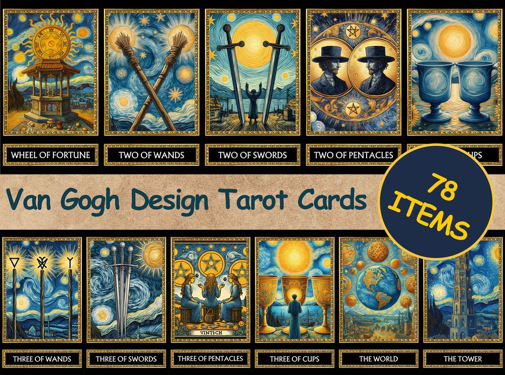 78 Van Gogh Design Tarot Cards Digital File-MoonChildWorld