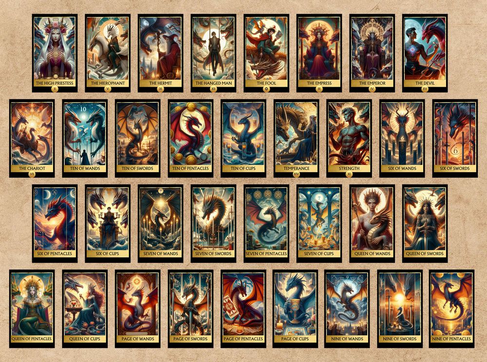 78 Dragon Tarot Cards Digital File-MoonChildWorld