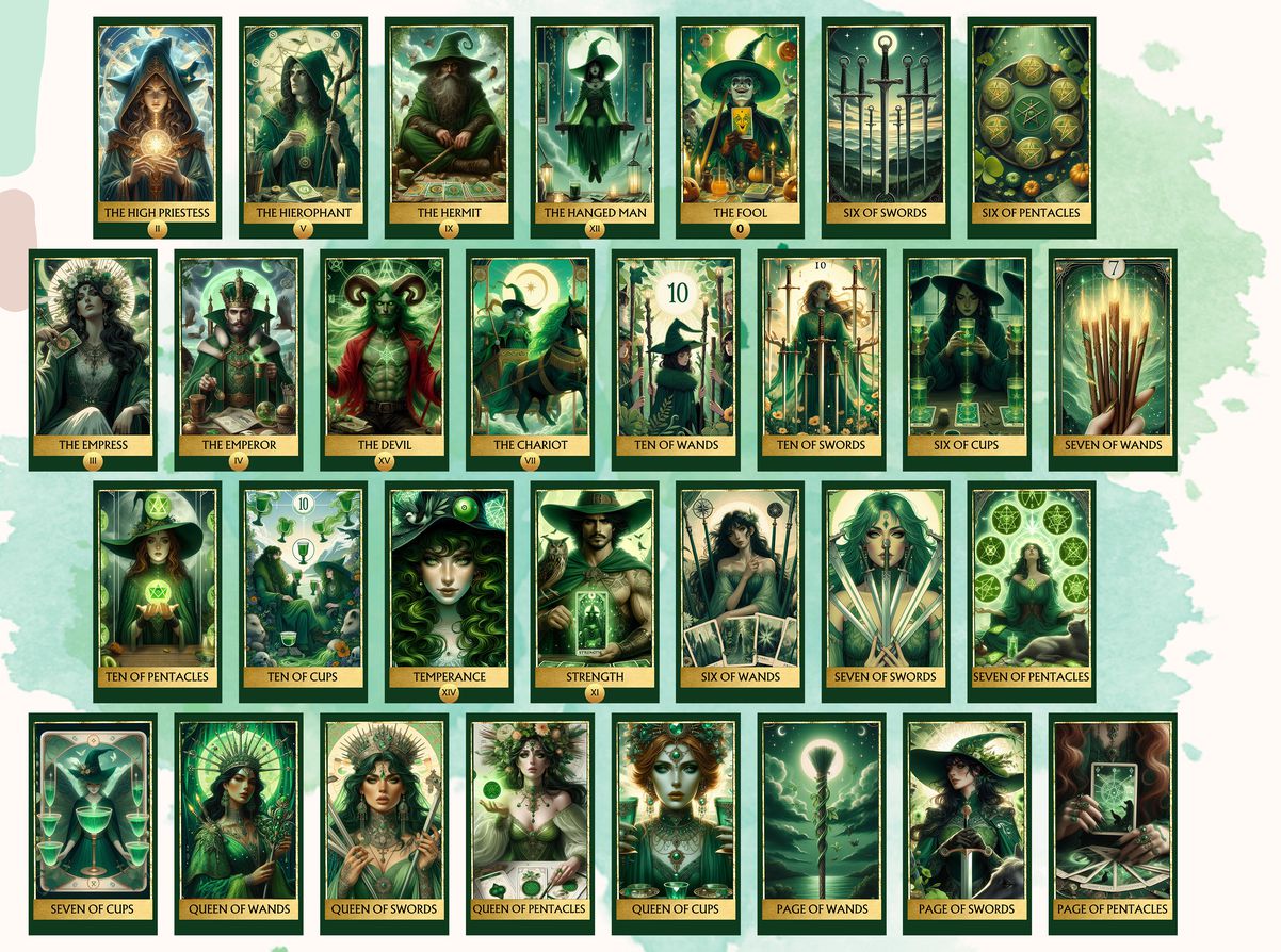 78 Green Witch Tarot Cards Digital File-MoonChildWorld