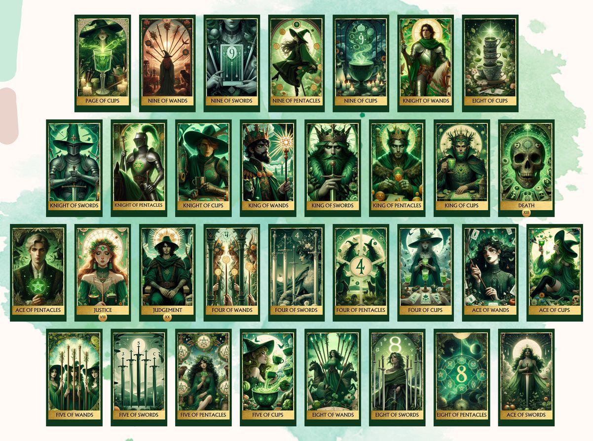 78 Green Witch Tarot Cards Digital File-MoonChildWorld