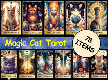 78 Magic Cat Tarot Cards Digital File-MoonChildWorld