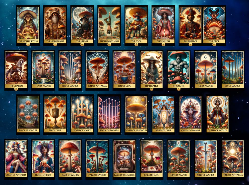 78 Magic Mushroom Full Deck Tarot Cards Digital File-MoonChildWorld