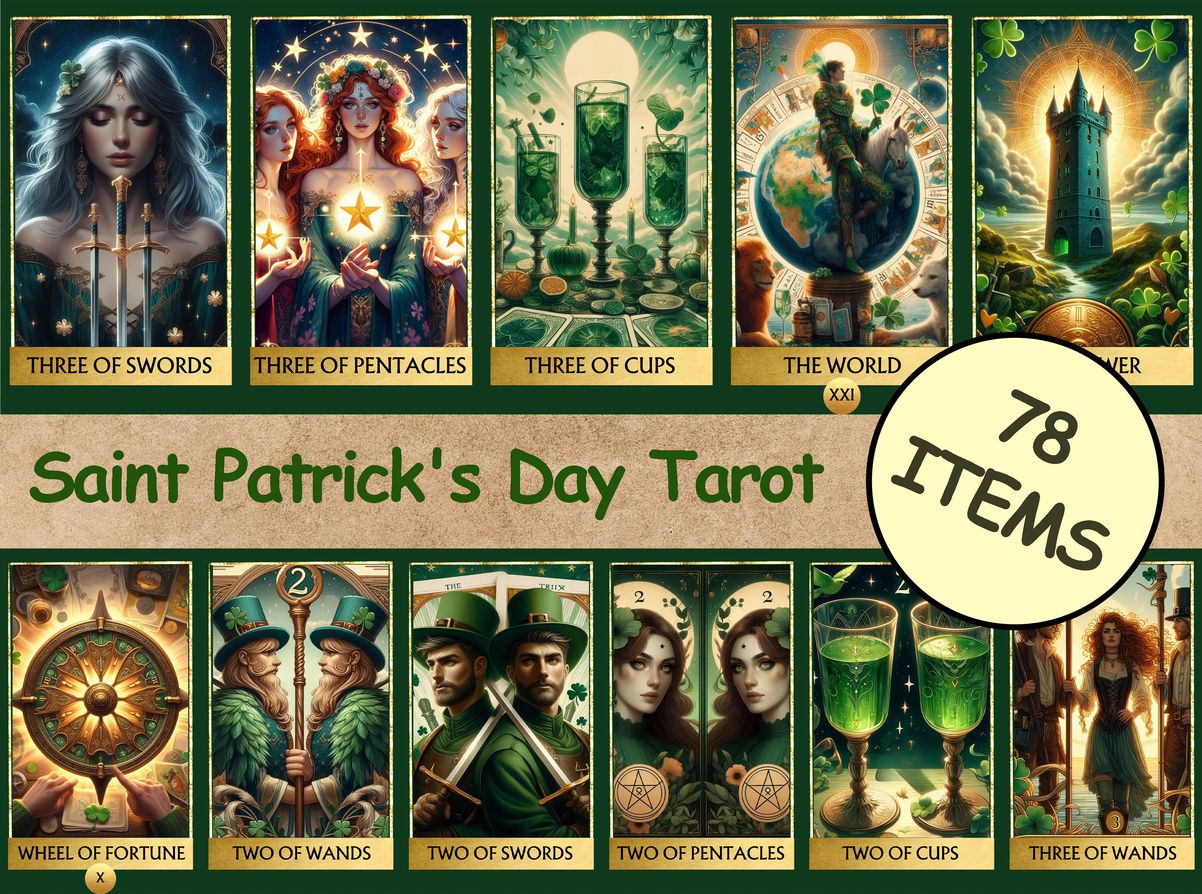 78 Saint Patrick's Day Tarot Cards Digital File-MoonChildWorld