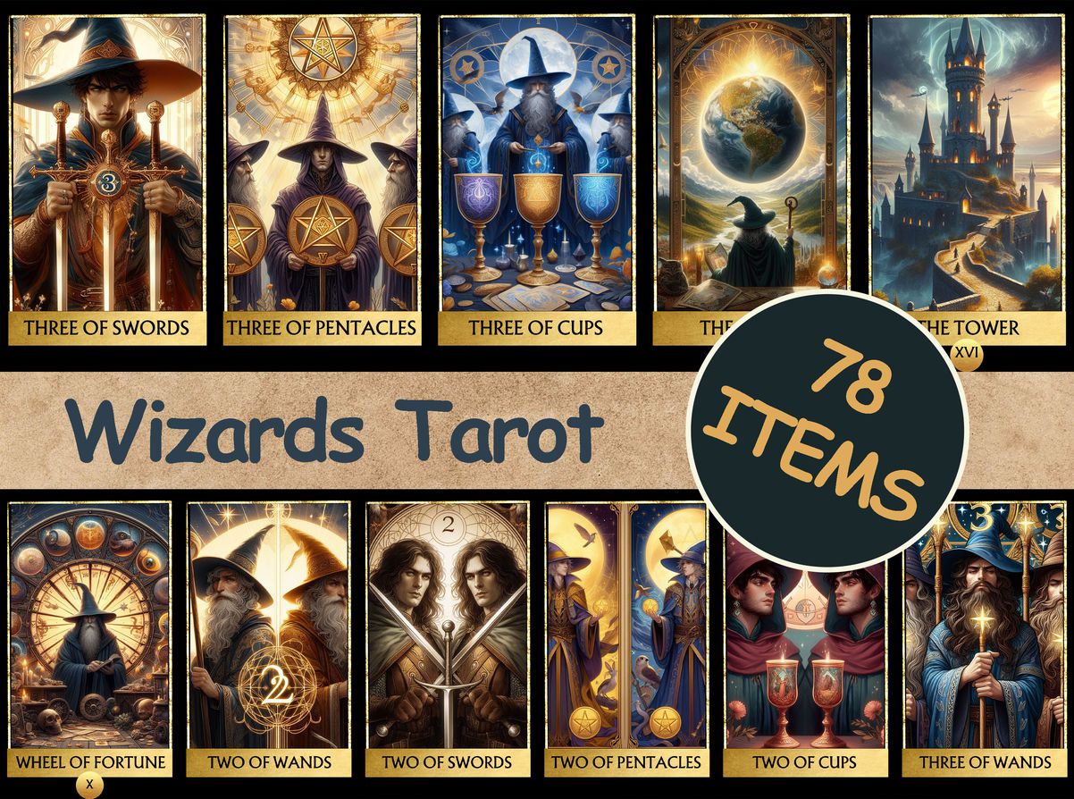 78 Wizards Tarot Cards Digital File-MoonChildWorld