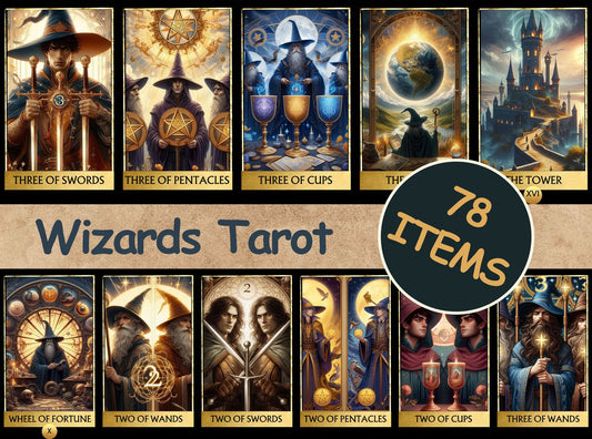 78 Wizards Tarot Cards Digital File