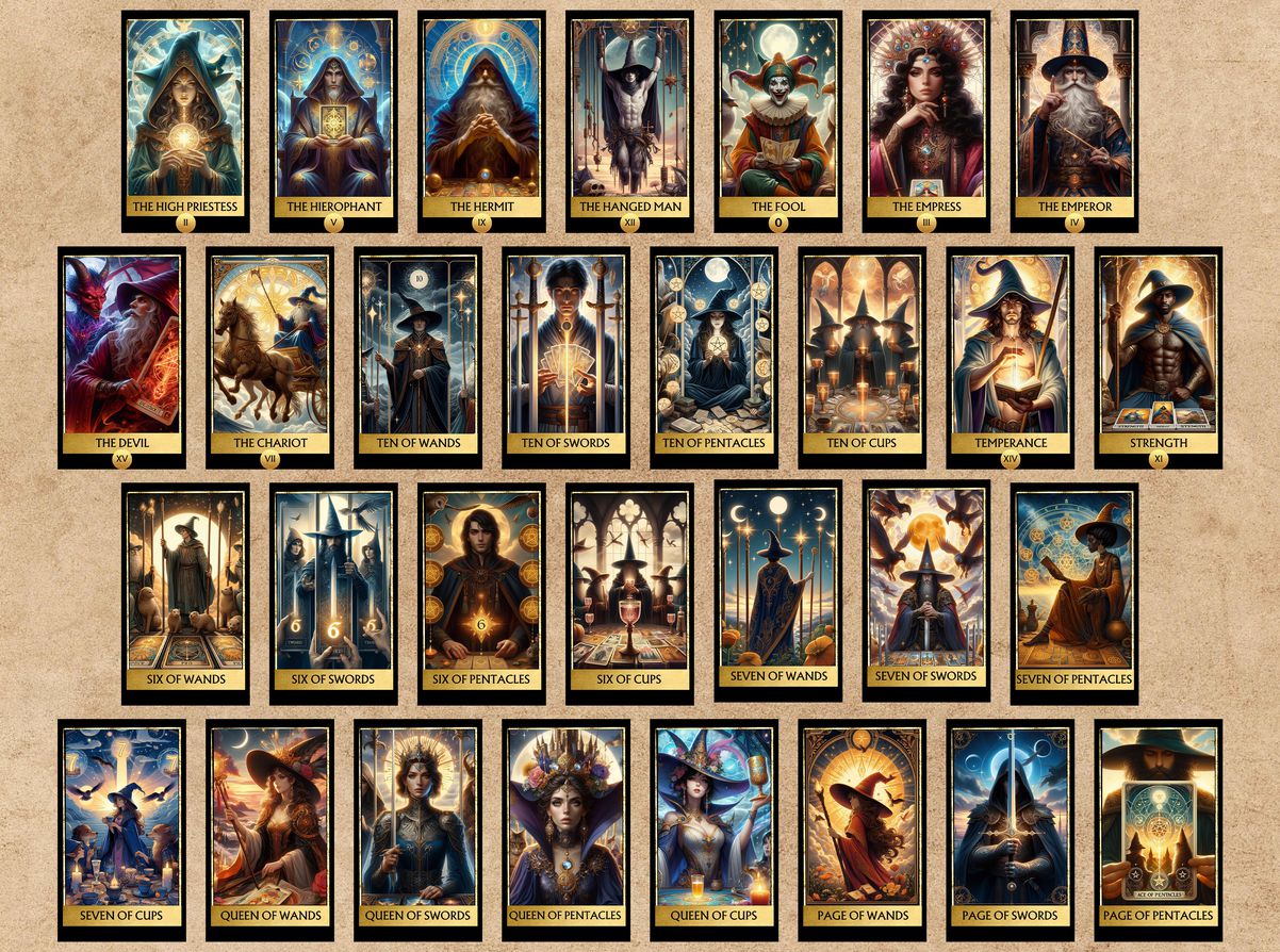78 Wizards Tarot Cards Digital File