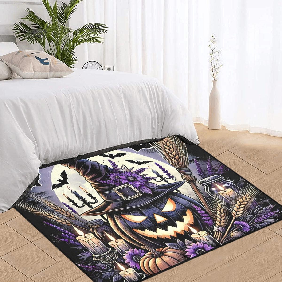 Gothic Pumpkin Halloween Area Rug Witchy Carpet-MoonChildWorld