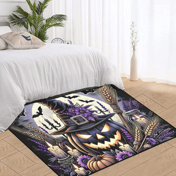 Gothic Pumpkin Halloween Area Rug Witchy Carpet