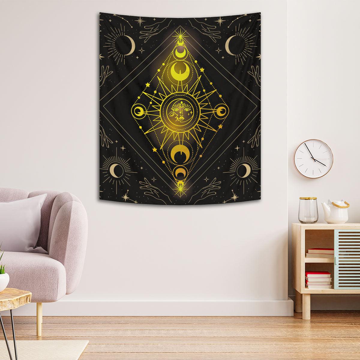 Sun Moon Phase Tapestry Witchy Wall Hanging-MoonChildWorld