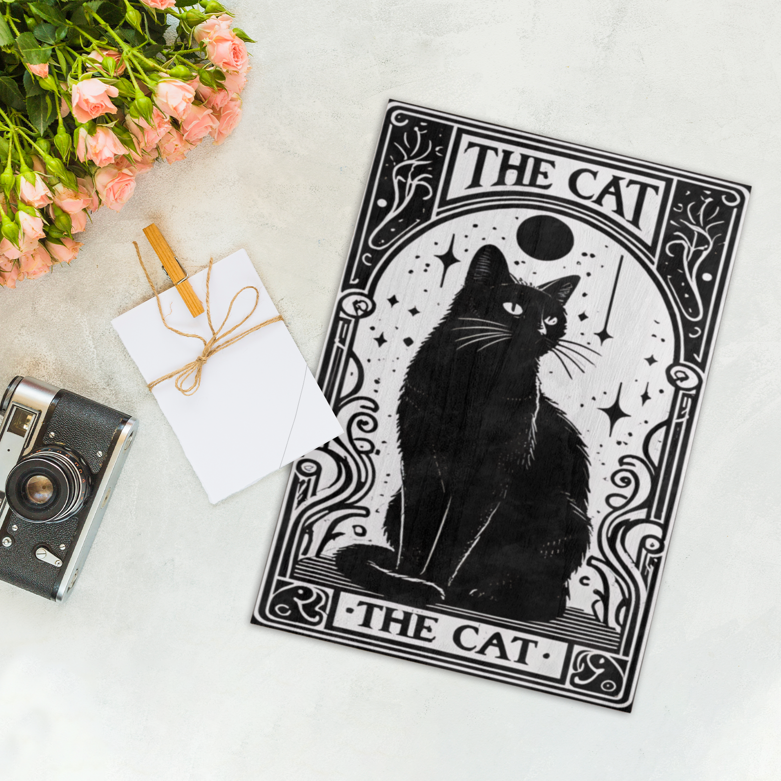 Halloween Gothic Black Cat Wood Print-MoonChildWorld